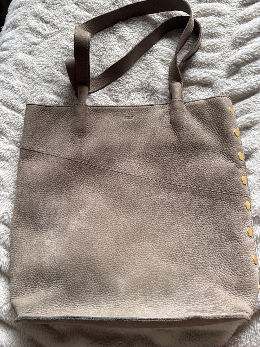 Hammitt Anderson Tote - Taupe Pebble Leather with Gold Studs